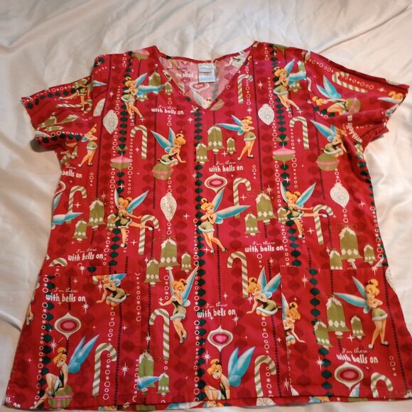 Lot of 2 Halloween Women's Scrub Tops Disney & Scooby-Doo Sz L Holiday Fun - Picture 7 of 11